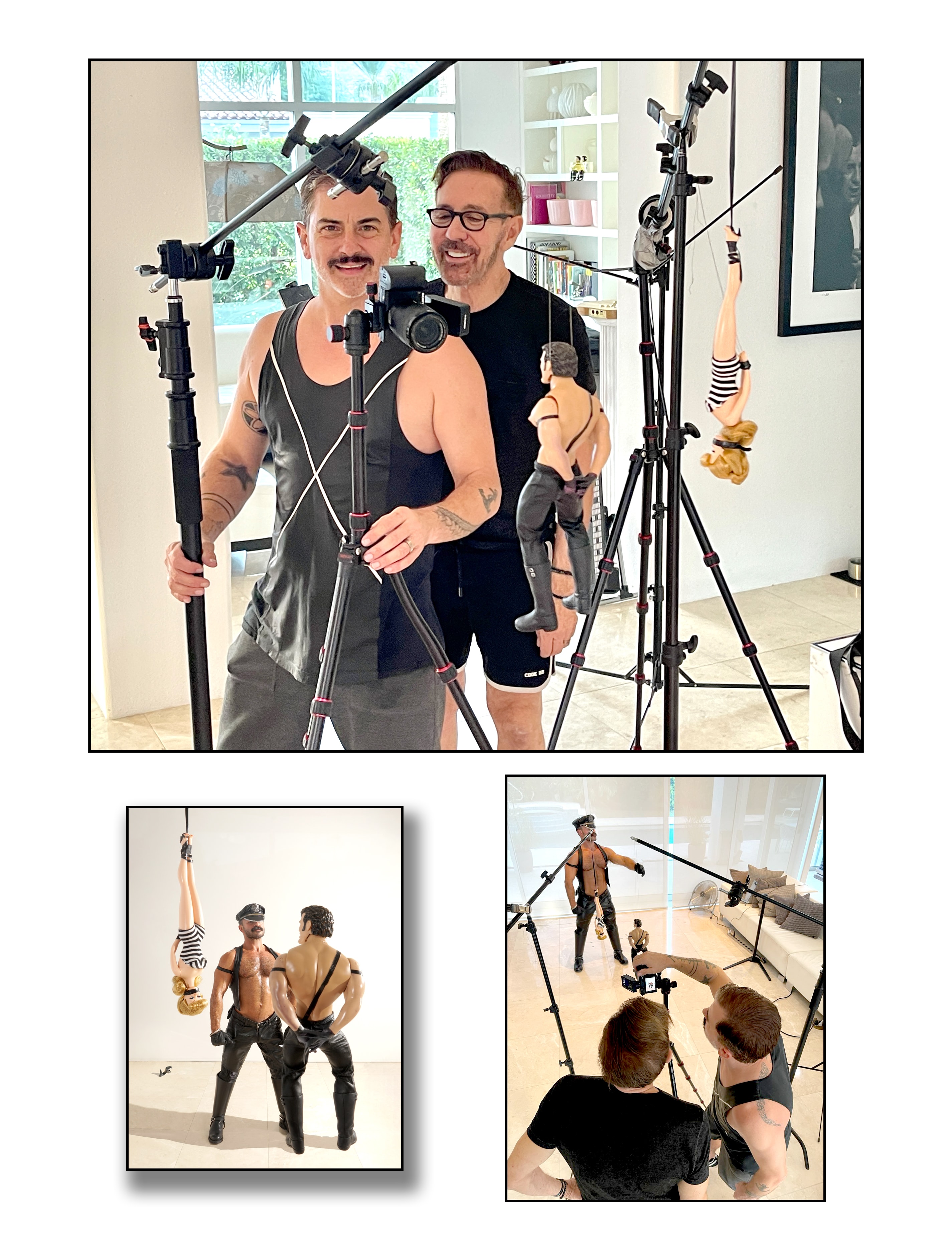 Page+Eros behind the scenes — setting up a forced perspective shoot with dolls and lighting rigs